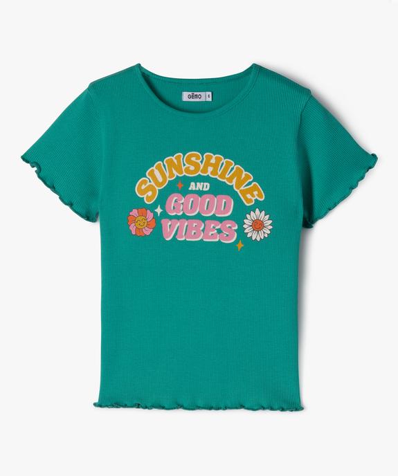 Tee-shirt à manches courtes avec finitions froncées fille vue1 - GEMO (ENFANT) - GEMO
