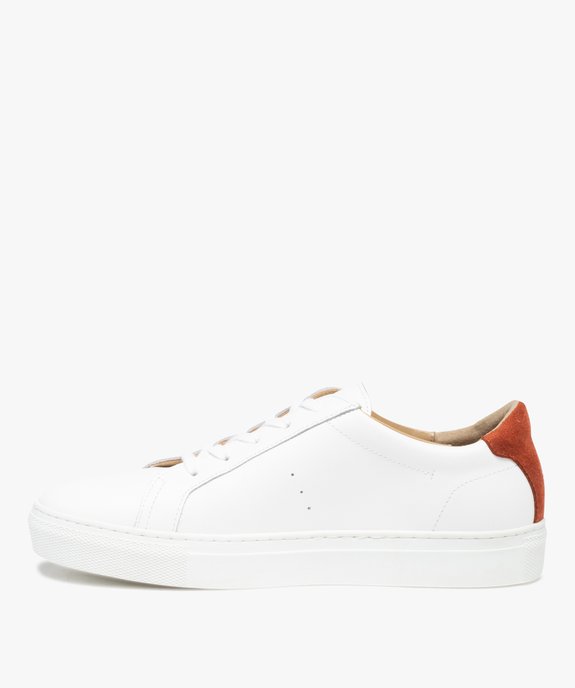 Baskets femme en cuir uni avec contrefort contrasté - Tanéo vue3 - TANEO - GEMO