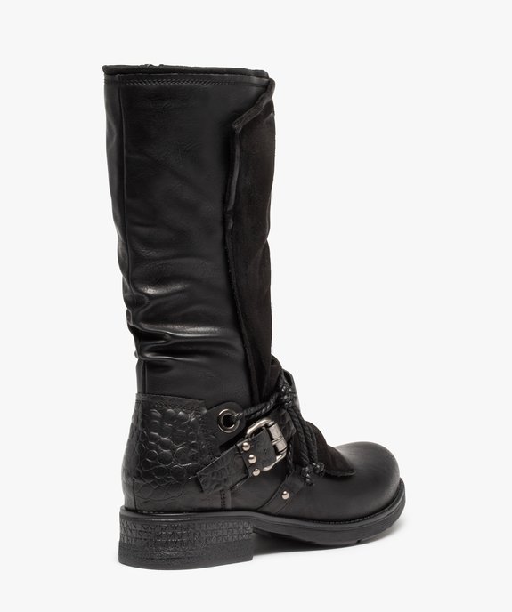 Bottes femme unies style motard à brides fantaisie vue4 - GEMO (CASUAL) - GEMO