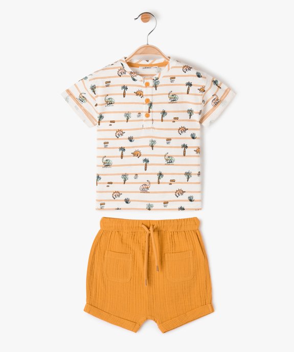 Ensemble bébé garçon 2 pièces : short en gaze et tee-shirt tunisien vue1 - GEMO(BEBE DEBT) - GEMO