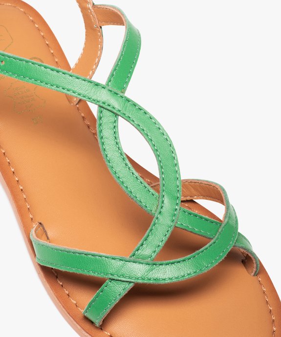 Sandales femme à talon plat et fines brides en cuir uni vue6 - GEMO (CASUAL) - GEMO