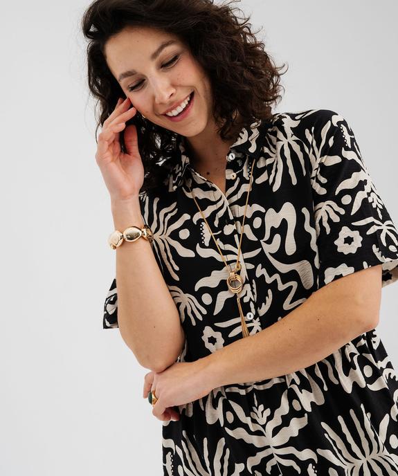 Robe longue et fluide à manches courtes imprimée femme vue2 - GEMO 4G FEMME - GEMO