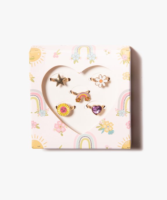 Coffret de bagues pour fille à motif en relief (lot de 5) vue1 - GEMO (ACCESS) - GEMO