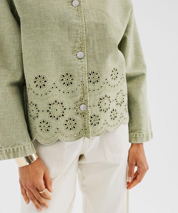 Veste en jean colorée et ajourée femme vue4 - GEMO(FEMME PAP) - GEMO
