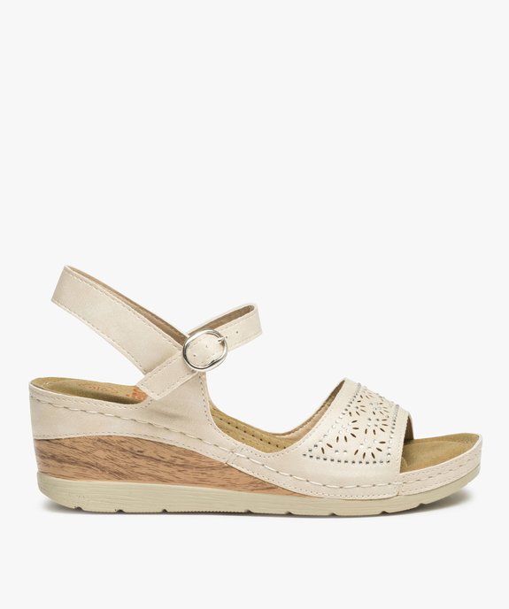 Sandales femme confort à talon dessus ajouré et strass vue1 - GEMO (CONFORT) - GEMO