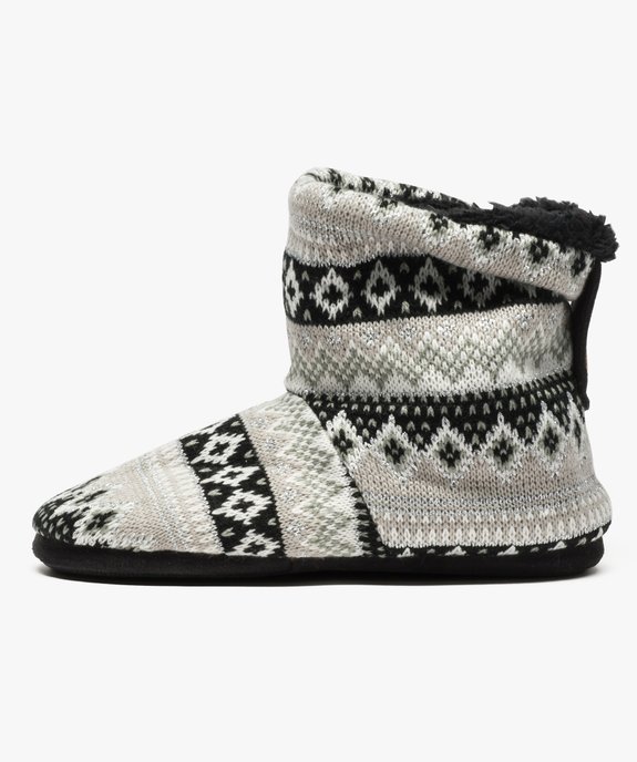Chaussons montants fourrés motifs jacquard vue3 - GEMO(HOMWR FEM) - GEMO