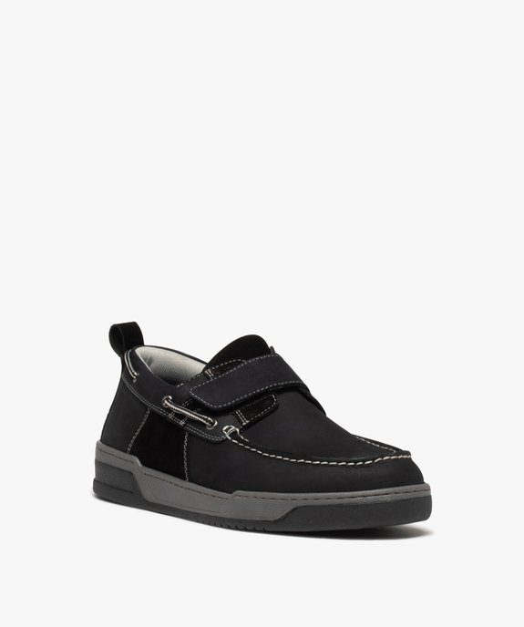 Chaussures bateau homme unies à scratch vue2 - GEMO (CONFORT) - GEMO