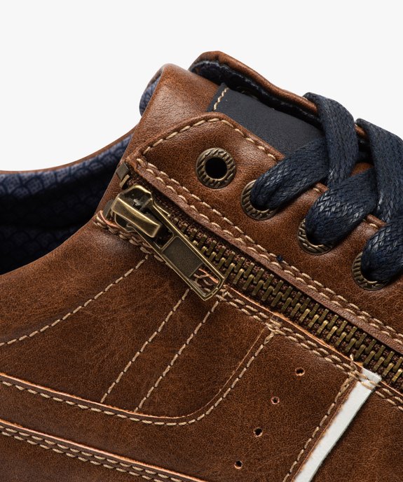 Basket bicolore avec fermeture lacets et zip homme vue6 - GEMO (CASUAL) - GEMO