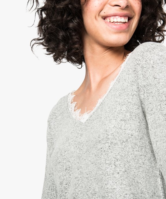 Pull toucher cachemire avec dentelle et ruban GEMO