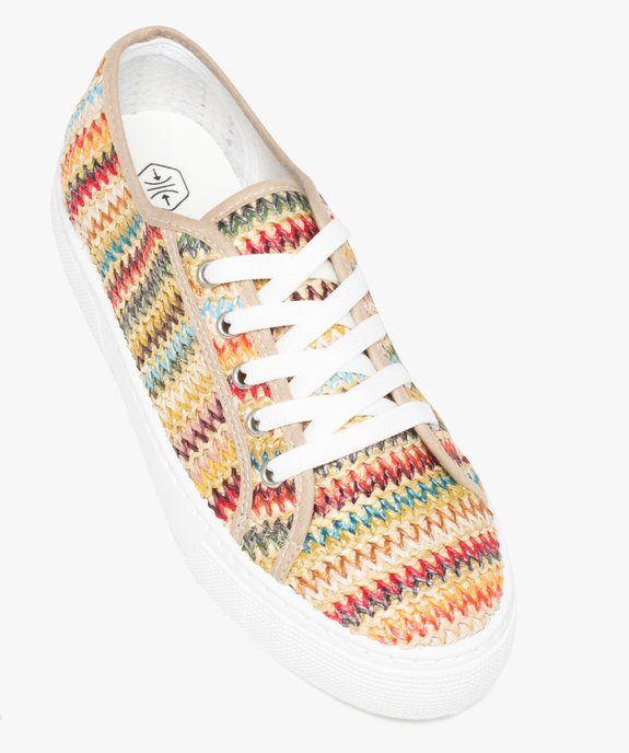 Baskets femme multicolores en toile et à talon compensé vue5 - GEMO (SPORTSWR) - GEMO