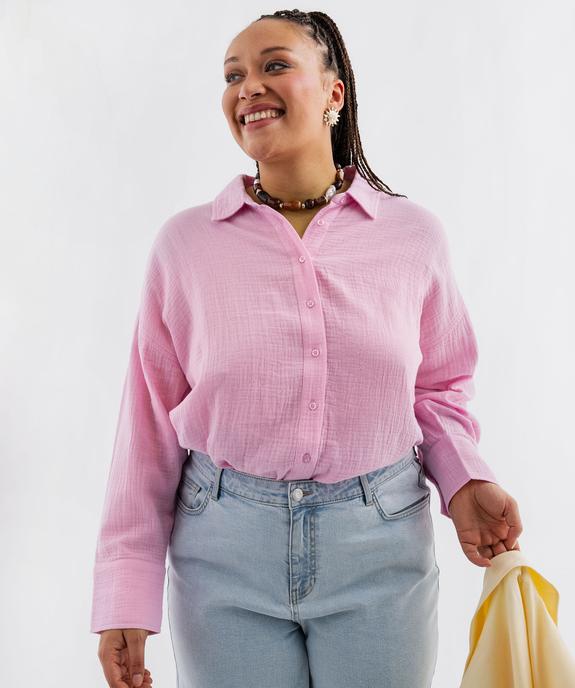 Chemise en gaze de coton unie femme grande taille vue1 - GEMO (G TAILLE) - GEMO