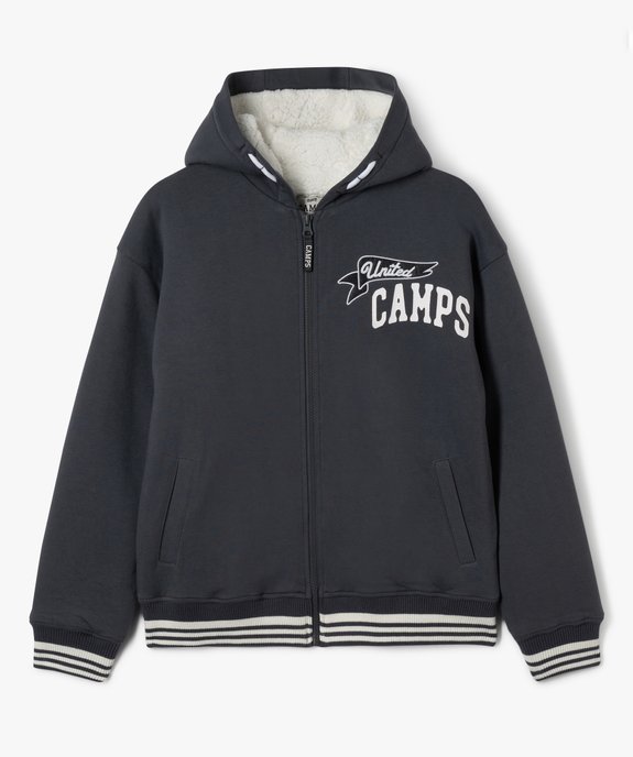 Sweat à capuche zippé doublé polaire imprimé devant et dos garçon - Camps United vue1 - CAMPS - GEMO