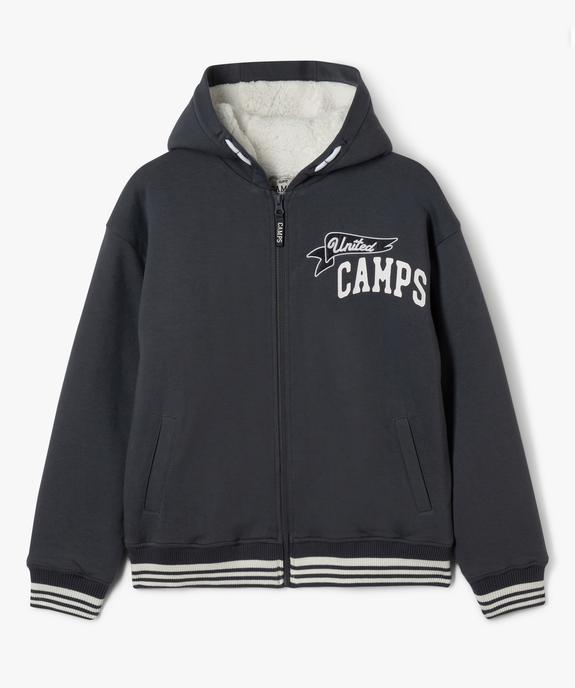 Sweat à capuche zippé doublé polaire imprimé devant et dos garçon - Camps United vue1 - CAMPS - GEMO
