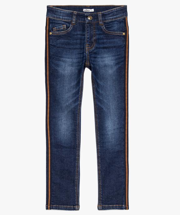 Jean garçon coupe slim avec bandes contrastantes sur les côtés vue2 - GEMO (ENFANT) - GEMO