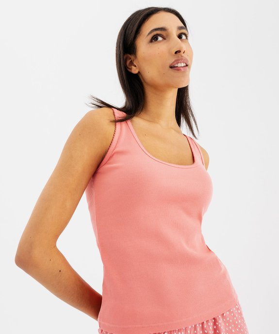 Débardeur lingerie en maille côtelée femme vue2 - GEMO 4G FEMME - GEMO