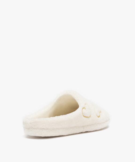 Chaussons fille mules en dessus peluche brodées coeur vue4 - GEMO (ENFANT) - GEMO