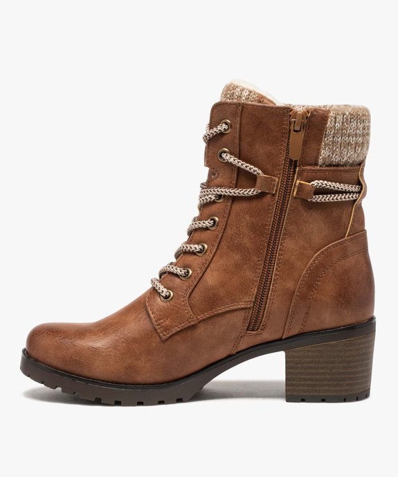 Boots femme à talon et col rembourré en maille vue4 - GEMO(URBAIN) - GEMO