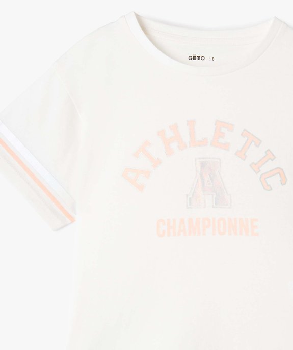 Tee-shirt fille oversize à manches courtes et motif irisé vue3 - GEMO (ENFANT) - GEMO