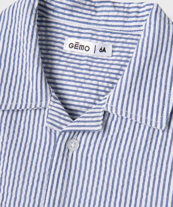 Chemise manches courtes en seersucker rayé garçon vue3 - GEMO (ENFANT) - GEMO