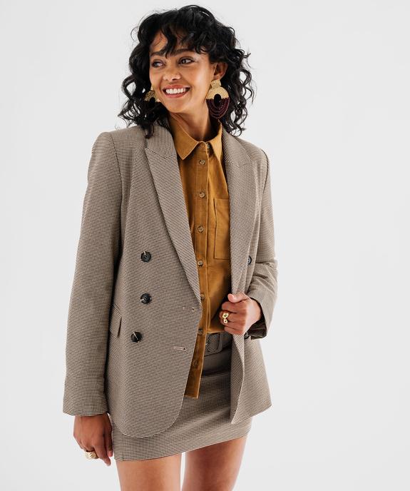 Veste blazer à motif pied-de-poule femme - LuluCastagnette vue1 - LULUCASTAGNETTE - GEMO
