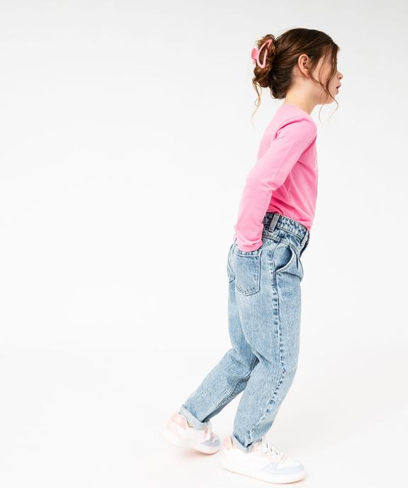 Jean délavé coupe ample avec pinces fille vue1 - GEMO 4G FILLE - GEMO