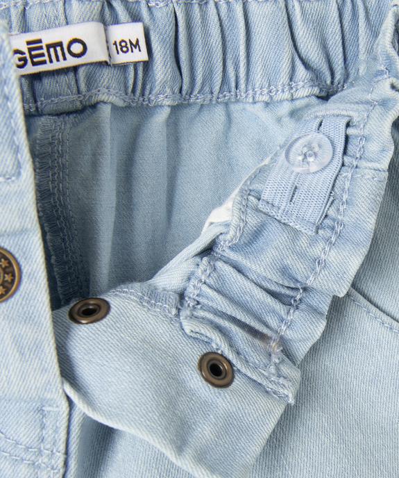 Short en jean bébé fille uni avec revers et taille élastiquée vue2 - GEMO 4G BEBE - GEMO