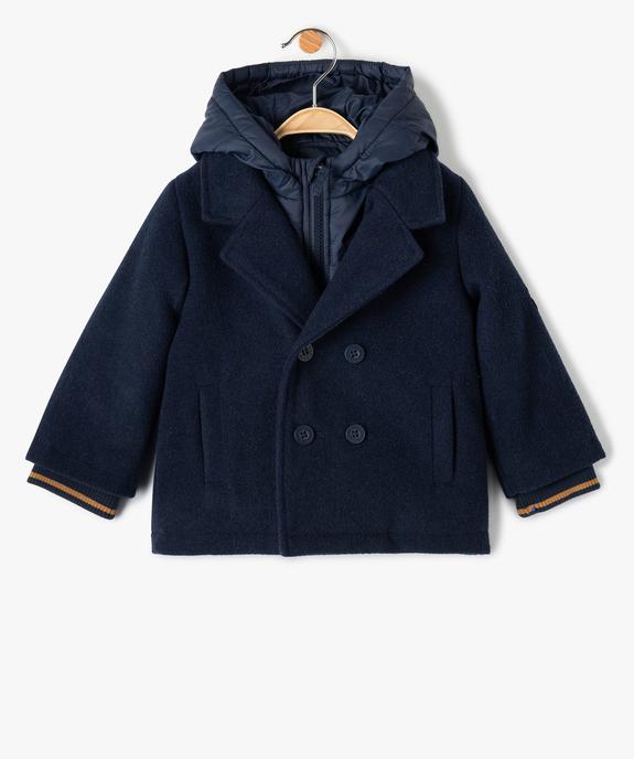 Manteau bébé garçon effet 2-en-1 caban/doudoune à capuche - LuluCastagnette vue1 - LULUCASTAGNETTE - GEMO