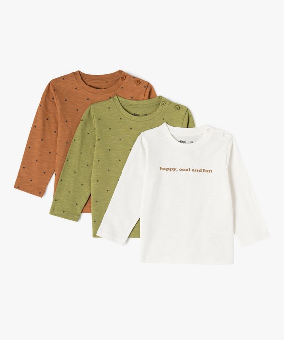 Tee-shirt bébé garçon à manches longues (lot de 3) vue1 - GEMO(BEBE DEBT) - GEMO
