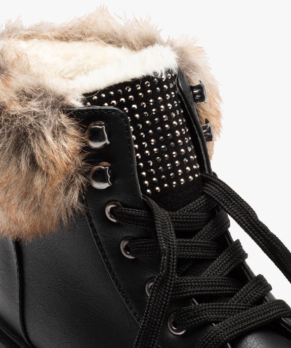 Boots fourrées femme col peluche et fermeture lacets vue6 - VALENTINA BALDA - GEMO