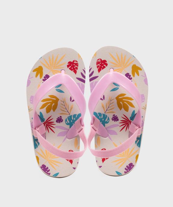 Tongs à imprimé tropical et bride élastique fille vue1 - GEMO (PLAGE) - GEMO