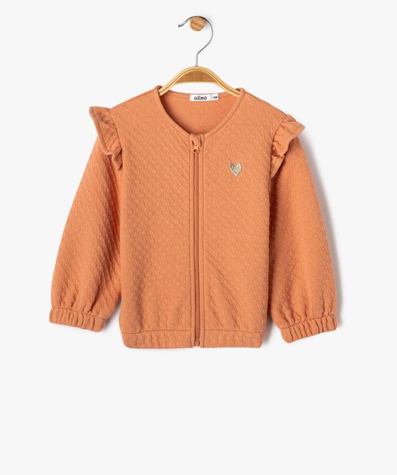 Sweat zippé avec volants sur les épaules bébé fille vue1 - GEMO(BEBE DEBT) - GEMO