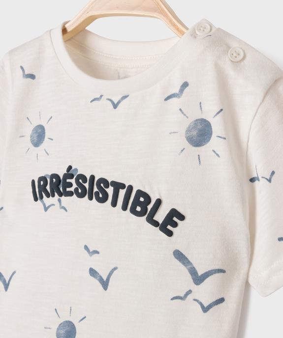 Tee-shirt manches courtes avec motifs et inscription bébé garçon vue2 - GEMO 4G BEBE - GEMO