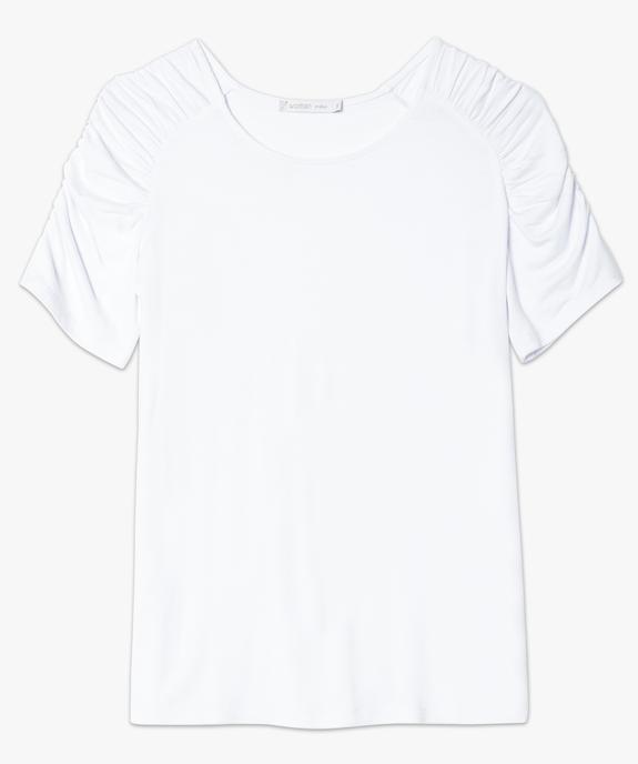 Tee-shirt uni à manches froncées vue4 - GEMO (CASUAL) - GEMO