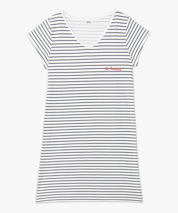 Chemise de nuit imprimée à manches courtes femme vue4 - GEMO 4G FEMME - GEMO