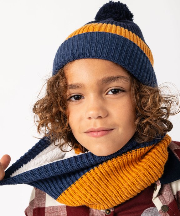 Echarpe snood bicolore doublée sherpa garçon vue3 - GEMO (ENFANT) - GEMO