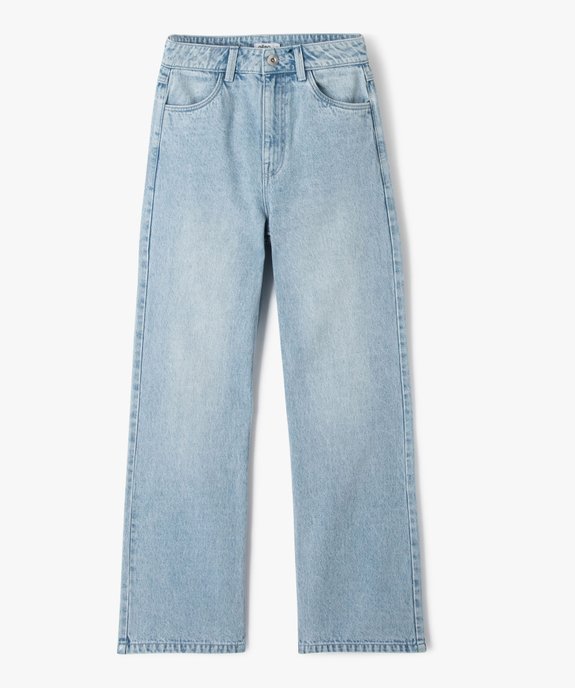 Jean Straight délavé avec taille ajustable fille vue2 - GEMO (JUNIOR) - GEMO