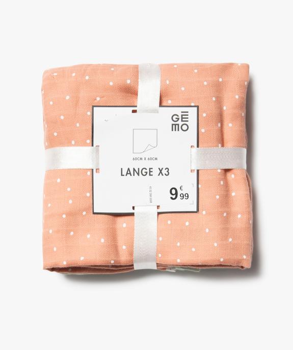 Lange à motifs en gaze de coton bébé (lot de 3) vue3 - GEMO(BB COUCHE) - GEMO