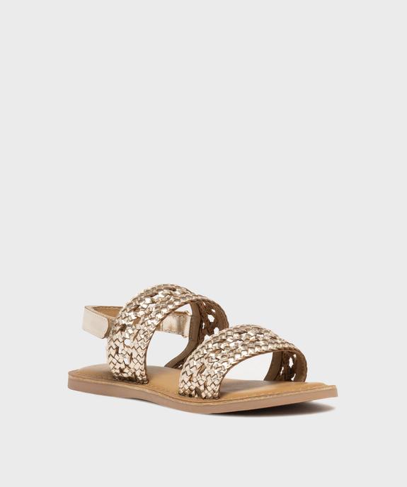 Sandales en cuir métallisé à larges brides tressées et ajourées fille - Lovely Wings vue2 - LOVELY WINGS GEMO FOR GOOD - GEMO