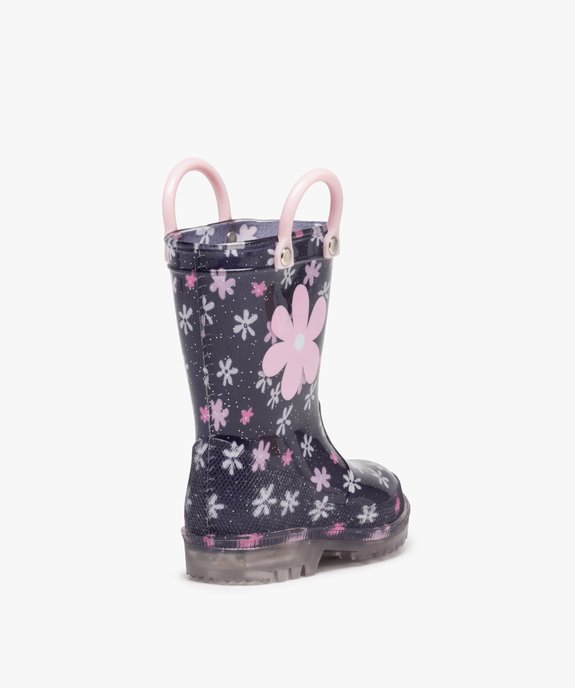 Bottes de pluie bébé fille à anses et semelle lumineuse motif fleuri vue5 - LOVELY WINGS - GEMO