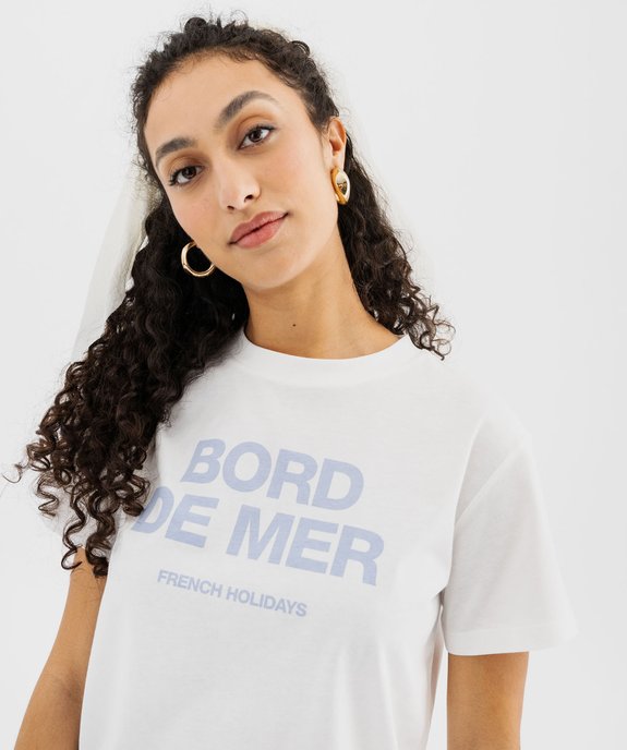 Tee-shirt manches courtes à message femme vue2 - GEMO 4G FEMME - GEMO