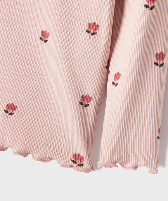 Tee-shirt manches longues à motif brodé et finitions froncées bébé fille vue2 - GEMO 4G BEBE - GEMO