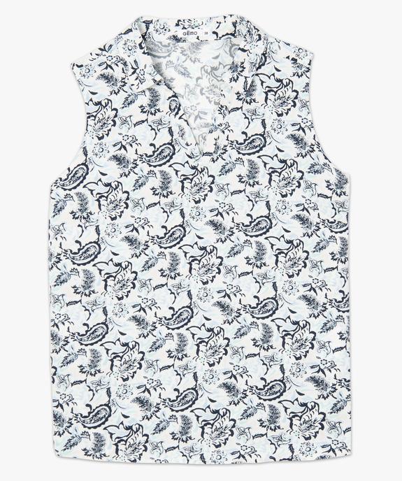Blouse femme sans manches imprimée avec col chemise vue4 - GEMO(FEMME PAP) - GEMO