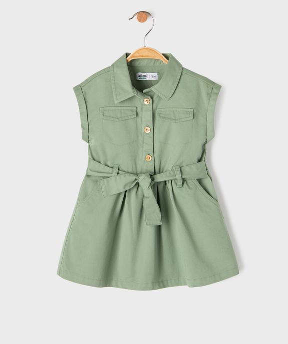 Robe chemise à manches courtes en toile de coton bébé fille vue8 - GEMO 4G BEBE - GEMO