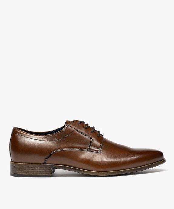 Derby dessus cuir à bout carré homme - Tanéo vue1 - TANEO - GEMO