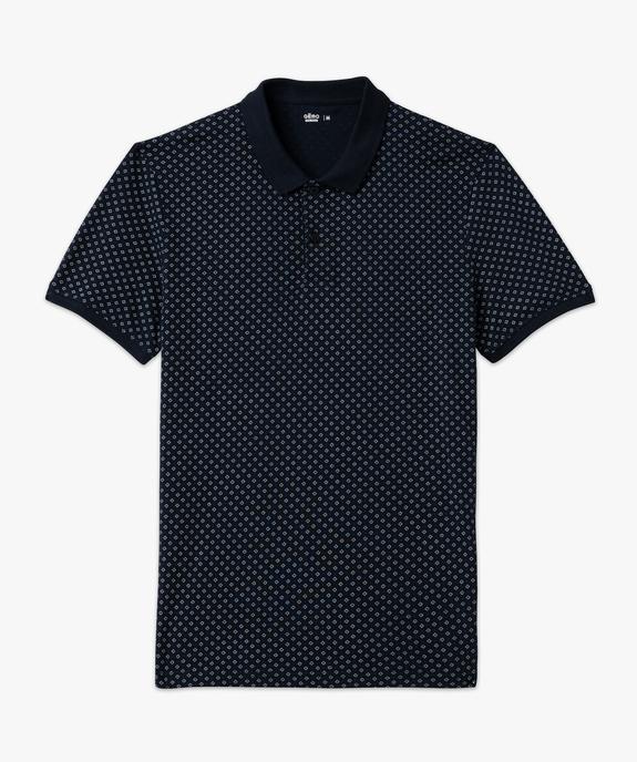 Polo manches courtes en maille piquée à petits motifs homme vue4 - GEMO 4G HOMME - GEMO