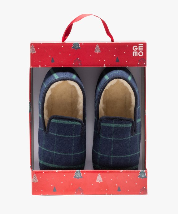 Chaussons homme dessus à carreaux et fourrés en laine vue7 - GEMO 4G HOMME - GEMO