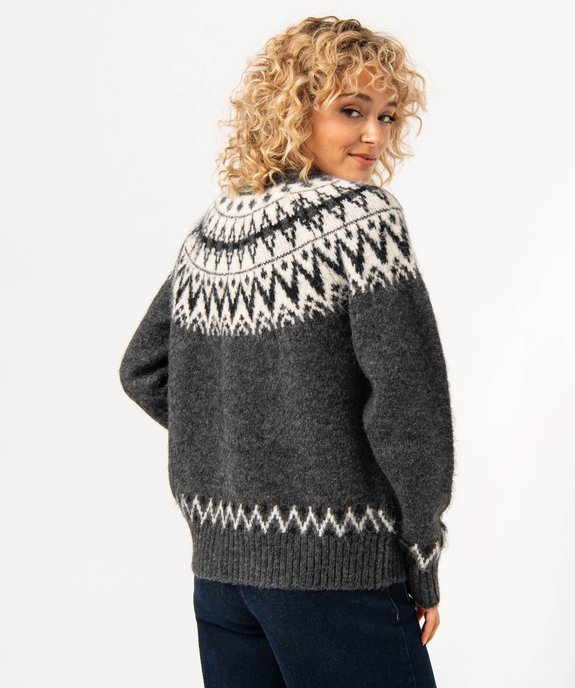Pull à col rond à motif jacquard femme vue3 - GEMO(FEMME PAP) - GEMO