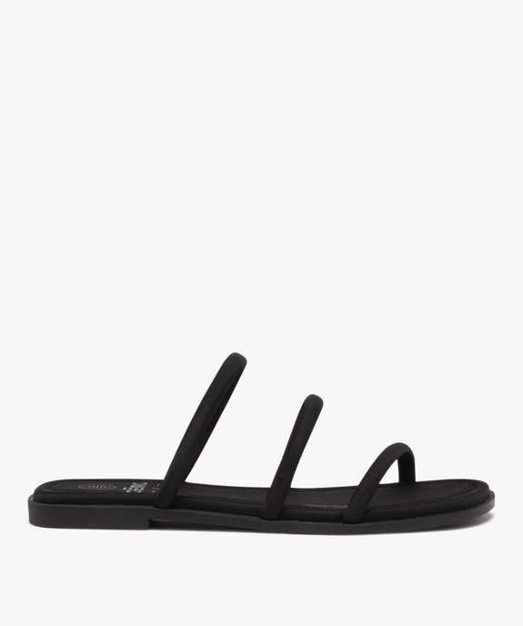 Mules femme à talon plat et brides en toile unie vue1 - GEMO (CASUAL) - GEMO