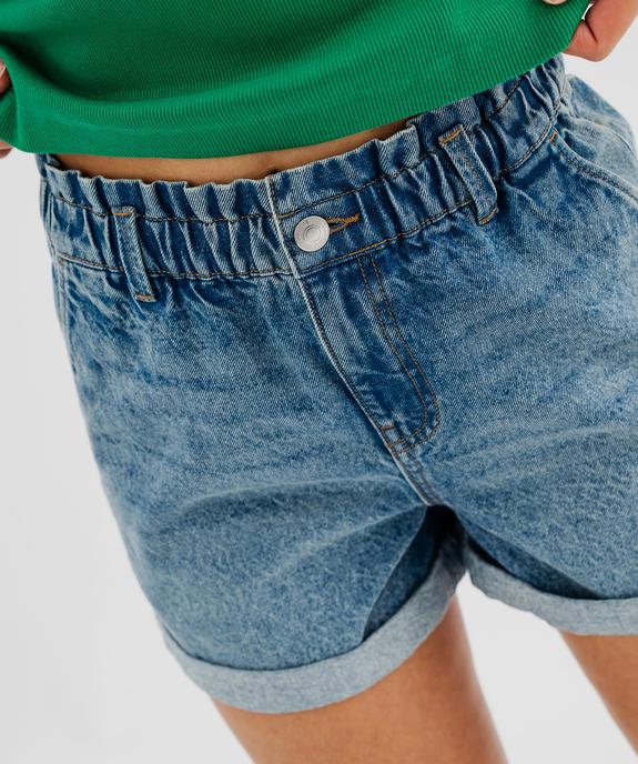 Short en jean délavé coupe ample et taille paper bag femme vue2 - GEMO 4G FEMME - GEMO