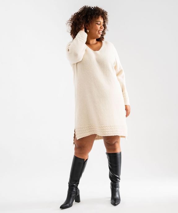 Robe pull à manches longues et finitions fantaisie femme grande taille vue2 - GEMO (G TAILLE) - GEMO